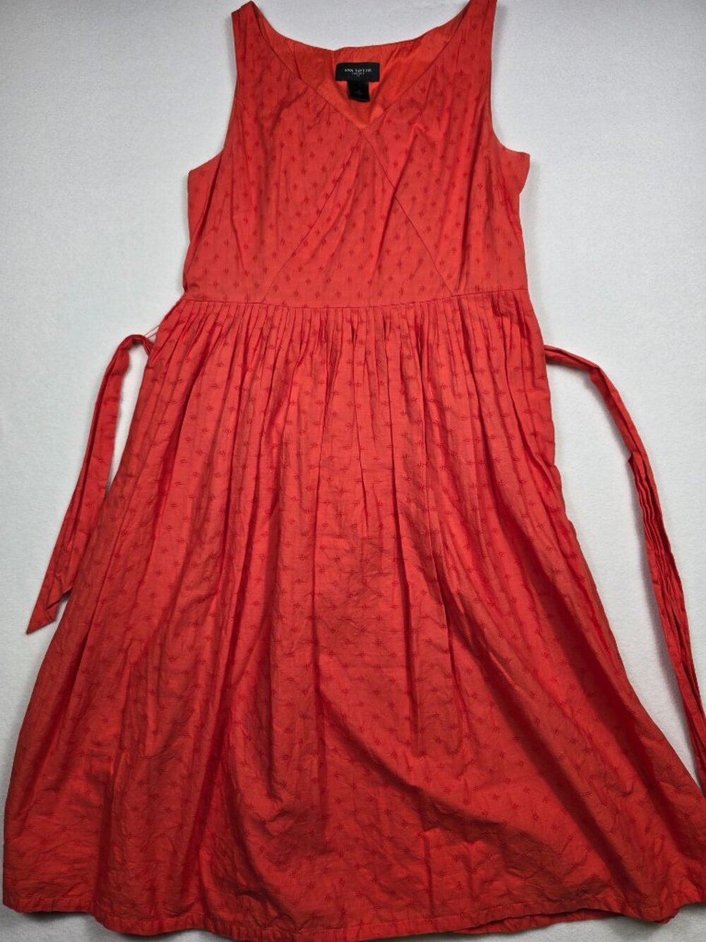 Ann Taylor Womens Sleeveless Orange Textured Cotton Dress Size 8